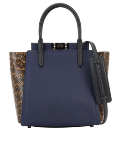 Troupe Tote, Leather/Snakeskin, Blue/Brown, 79474, DB/S, 4*